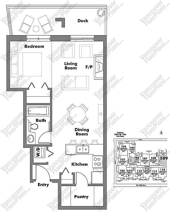 Floor Plan 109 2065 W. 12th Ave.