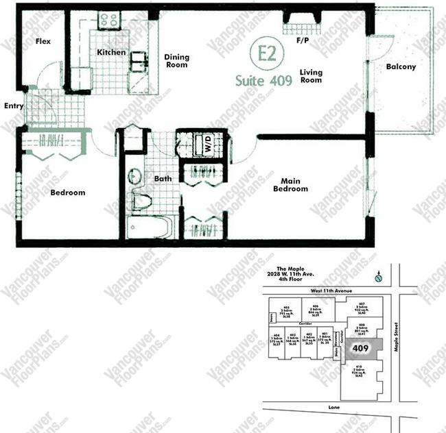 Floor Plan 409 2028 W 11th Ave