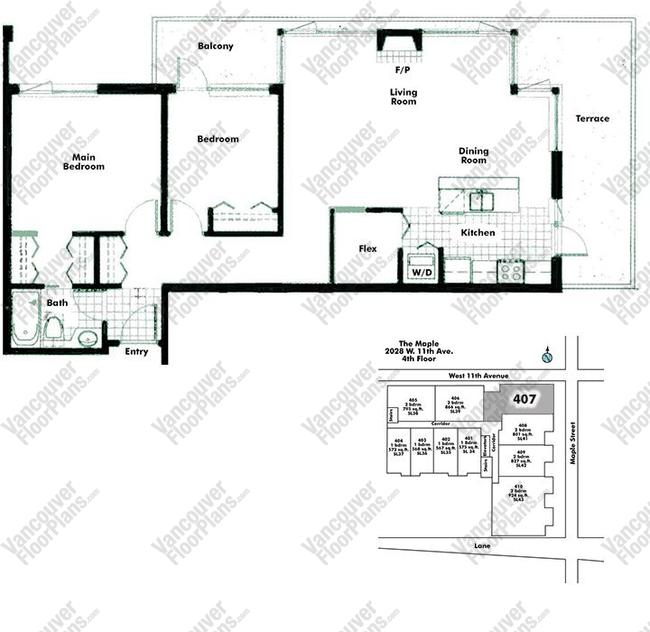 Floor Plan 407 2028 W 11th Ave