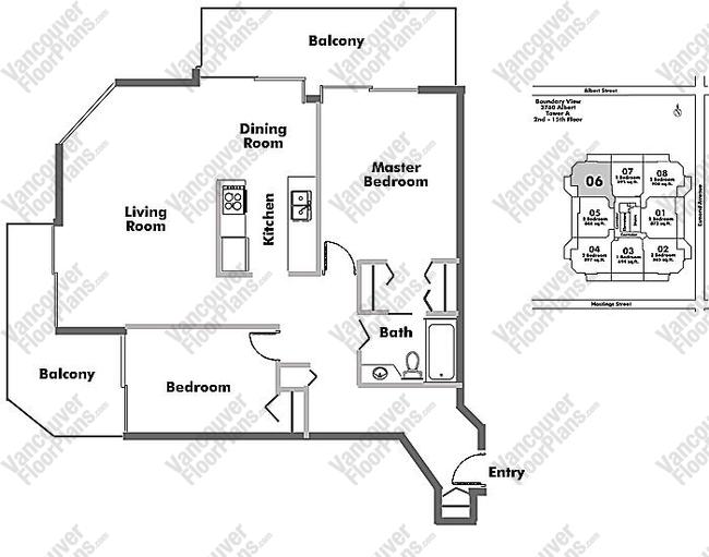 Floor Plan 606 3760 Albert Street