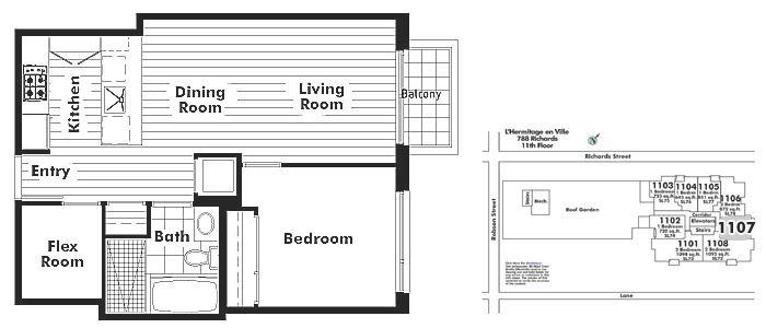 1107 788 RICHARDS STREET, Vancouver, BC Floor Plan