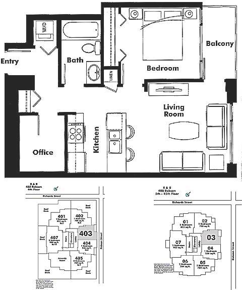 703 480 ROBSON STREET, Vancouver, BC Floor Plan