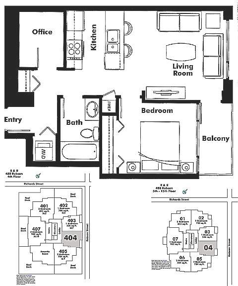 904 480 ROBSON STREET, Vancouver, BC Floor Plan