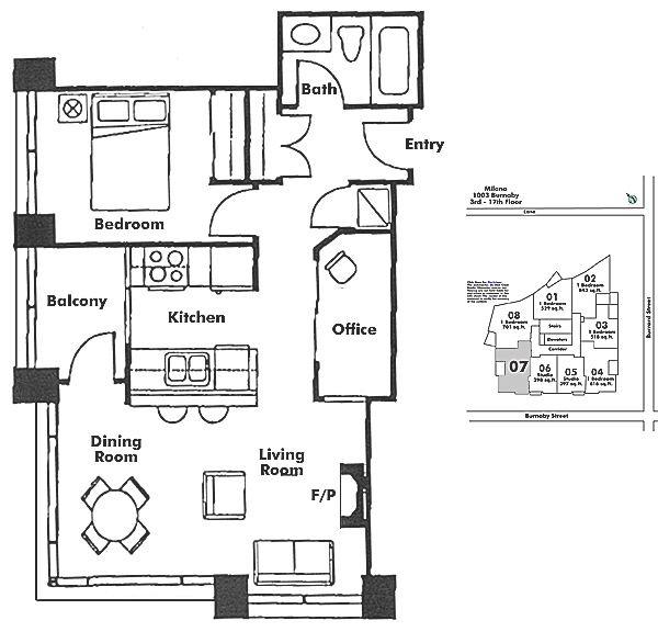 1307 1003 BURNABY STREET, Vancouver, BC Floor Plan