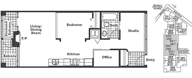 206 2055 YUKON STREET, Vancouver, BC Floor Plan