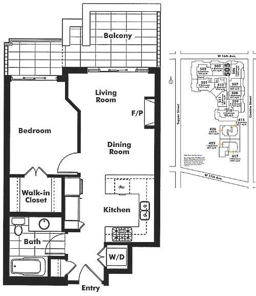 505 3228 Tupper Street, Vancouver, BC Floor Plan