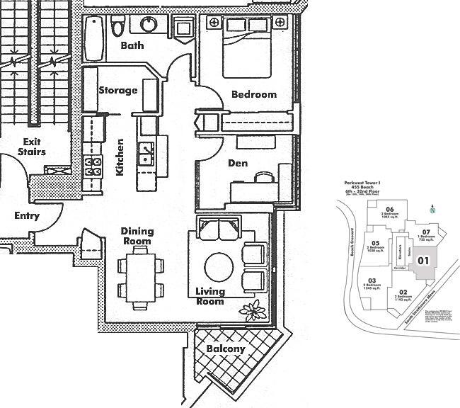 1201 455 BEACH CRESCENT, Vancouver, BC Floor Plan