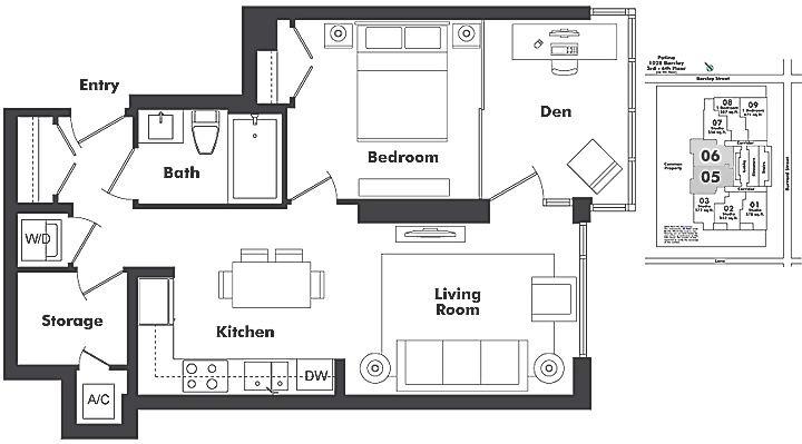 706 1028 Barclay Street, Vancouver, BC Floor Plan