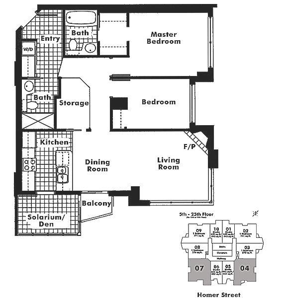 2204 939 Homer Street, Vancouver, BC Floor Plan