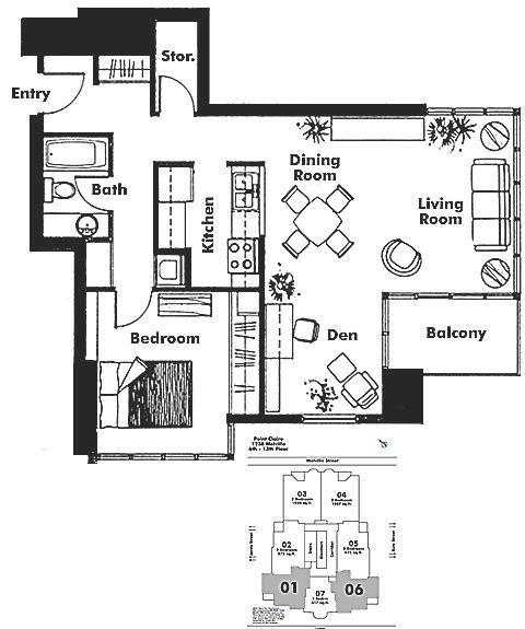 806 1238 Melville Street, Vancouver, BC Floor Plan