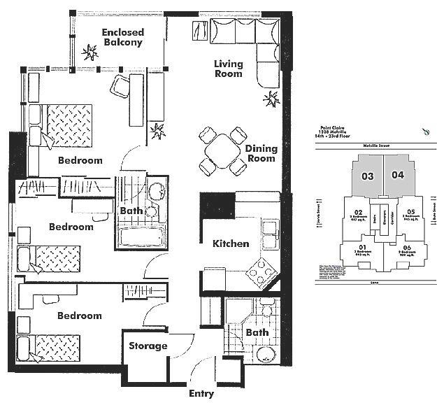 2204 1238 MELVILLE STREET, Vancouver, BC Floor Plan