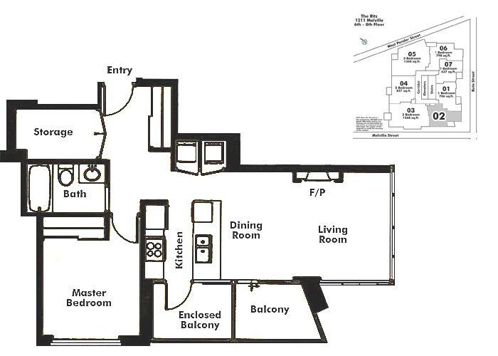 802 1211 MELVILLE STREET, Vancouver, BC Floor Plan