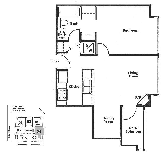 504 928 RICHARDS STREET, Vancouver, BC Floor Plan