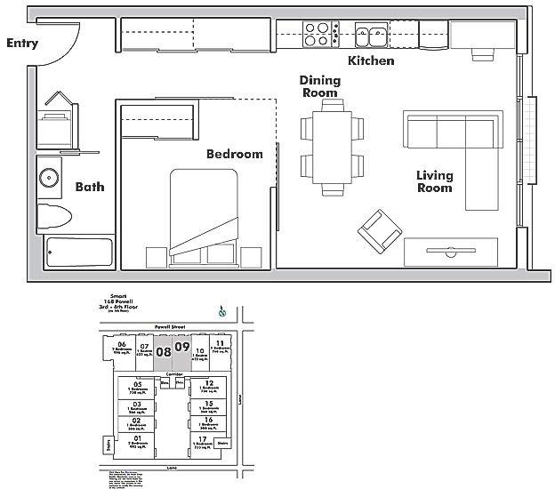 509 168 Powell Street, Vancouver, BC Floor Plan