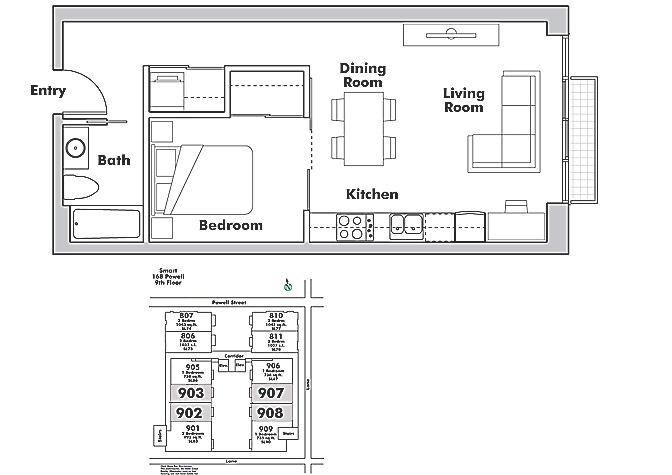 902 168 POWELL STREET, Vancouver, BC Floor Plan