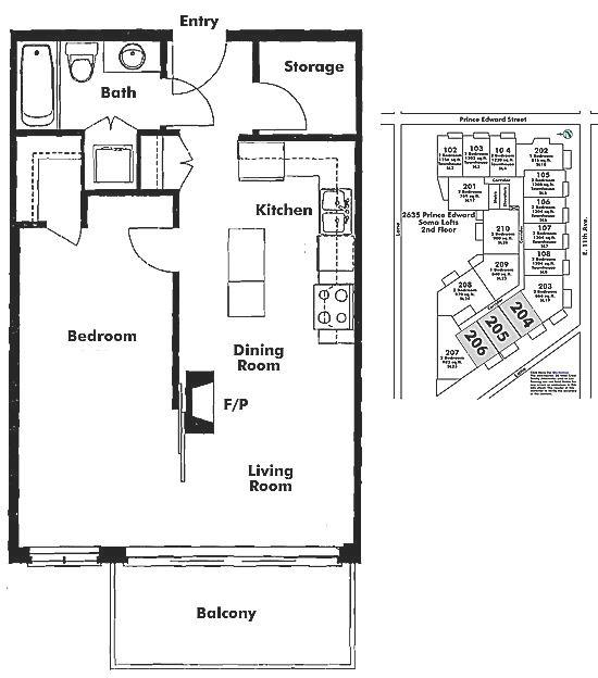 205 2635 PRINCE EDWARD STREET, Vancouver, BC Floor Plan