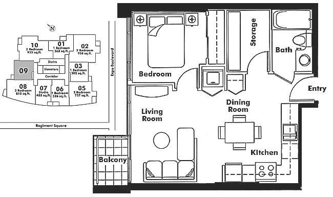 2209 131 REGIMENT SQUARE, Vancouver, BC Floor Plan