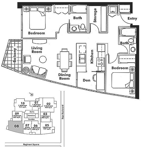 2208 131 REGIMENT SQUARE, Vancouver, BC Floor Plan