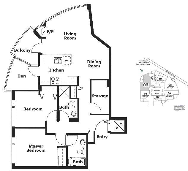 1602 1050 Smithe Street, Vancouver, BC Floor Plan