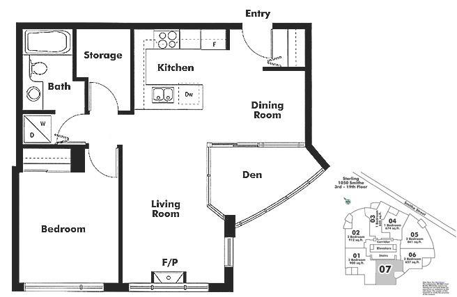 1907 1050 SMITHE STREET, Vancouver, BC Floor Plan