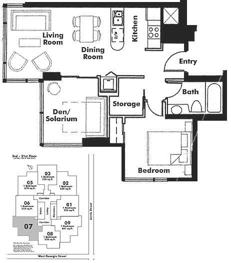 1007 1331 W GEORGIA STREET, Vancouver, BC Floor Plan