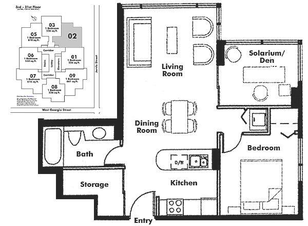 2302 1331 W GEORGIA STREET, Vancouver, BC Floor Plan