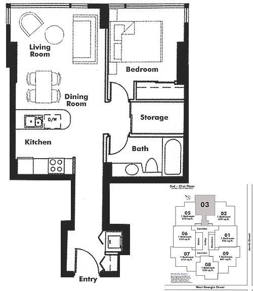 2703 1331 W GEORGIA STREET, Vancouver, BC Floor Plan