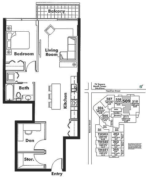 509 788 Hamilton Street, Vancouver, BC Floor Plan