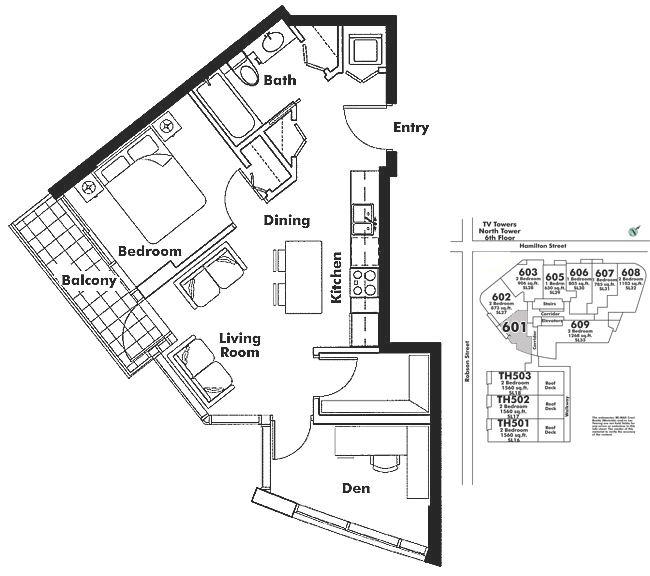 601 788 Hamilton Street, Vancouver, BC Floor Plan