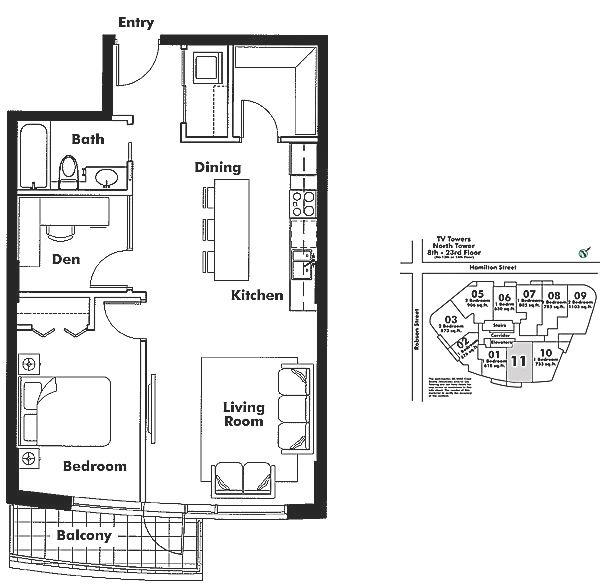 1811 788 HAMILTON STREET, Vancouver, BC Floor Plan