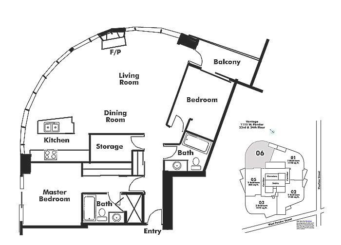 3306 1111 W PENDER STREET, Vancouver, BC Floor Plan