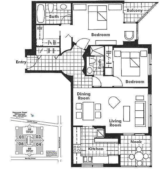 1501 909 BURRARD STREET, Vancouver, BC Floor Plan