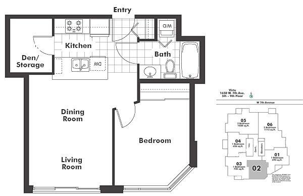 802 1650 7th Avenue, Vancouver, BC Floor Plan