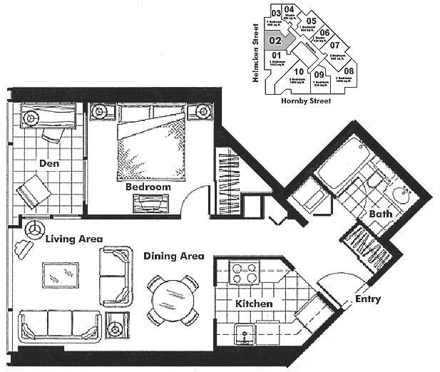 1602 1050 BURRARD STREET, Vancouver, BC Floor Plan