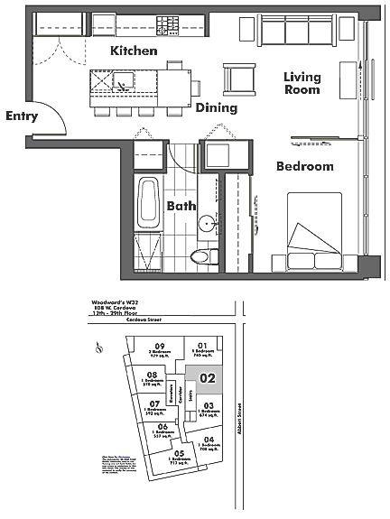 2202 108 W CORDOVA STREET, Vancouver, BC Floor Plan