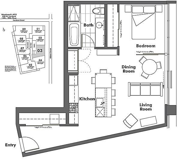 2103 108 W CORDOVA STREET, Vancouver, BC Floor Plan