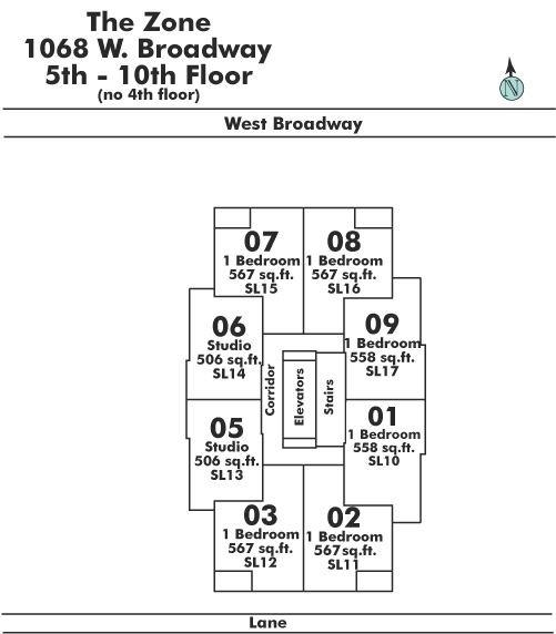 608 1068 W BROADWAY STREET, Vancouver, BC Floor Plate