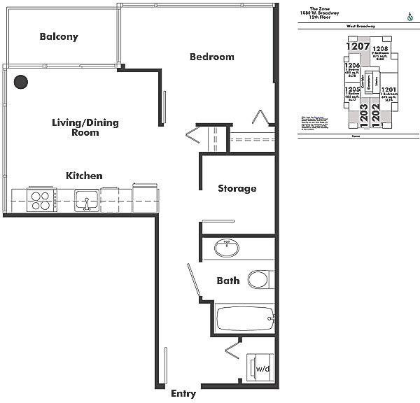 1203 1068 W BROADWAY, Vancouver, BC Floor Plan