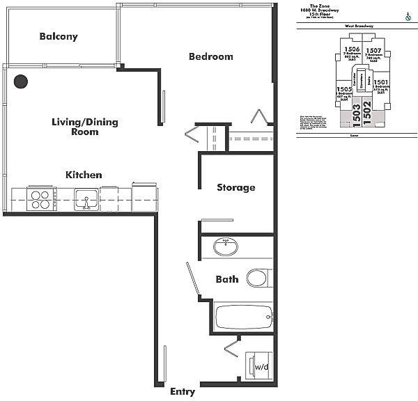 1503 1068 W BROADWAY, Vancouver, BC Floor Plan