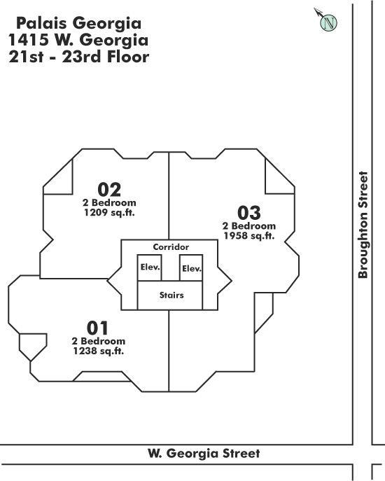 2303 1415 Georgia Street, Vancouver, BC Floor Plate