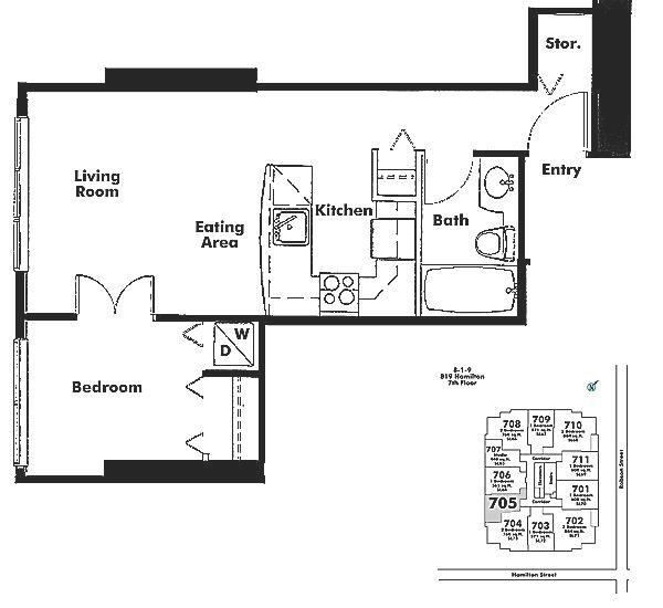 705 819 Hamilton Street, Vancouver, BC Floor Plan