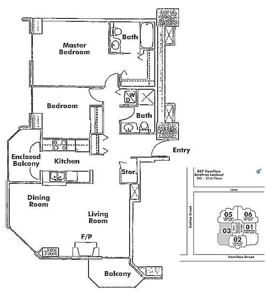 1303 867 HAMILTON STREET STREET, Vancouver, BC Floor Plan