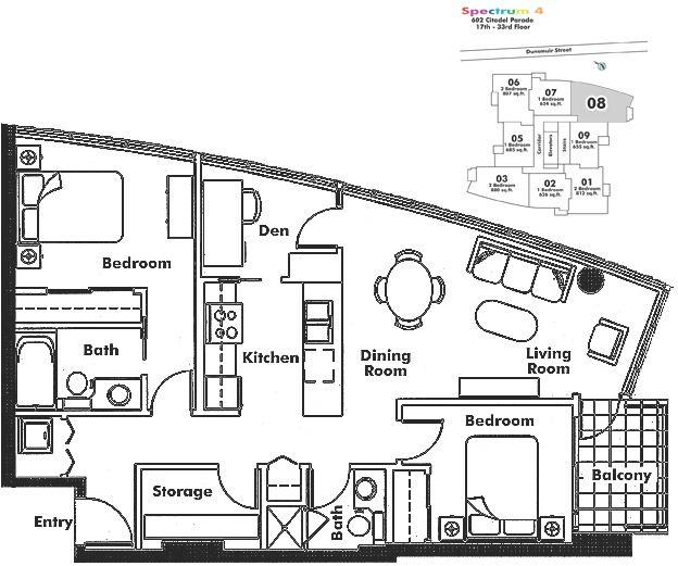 3208 602 CITADEL PARADE, Vancouver, BC Floor Plan