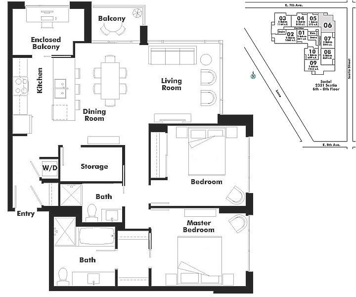 706 2321 Scotia Street, Vancouver, BC Floor Plan