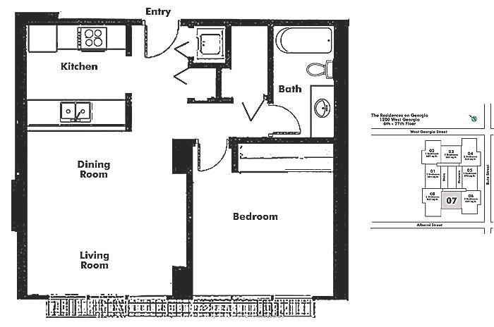 1007 1200 W GEORGIA STREET, Vancouver, BC Floor Plan