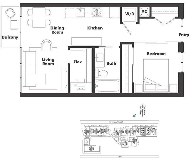 613 1372 SEYMOUR STREET, Vancouver, BC Floor Plan