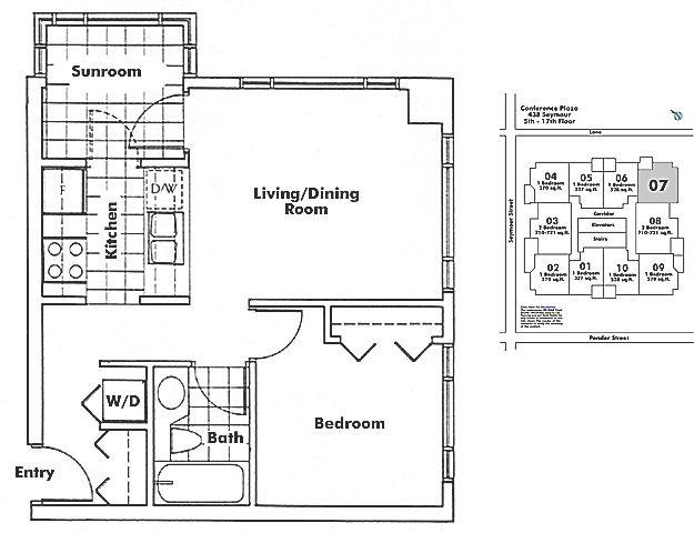 1507 438 SEYMOUR STREET, Vancouver, BC Floor Plan