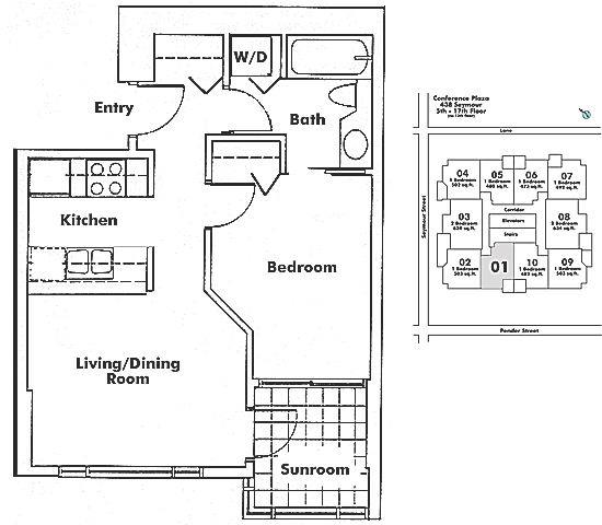 1601 438 SEYMOUR STREET, Vancouver, BC Floor Plan