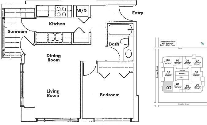 2802 438 SEYMOUR STREET, Vancouver, BC Floor Plan