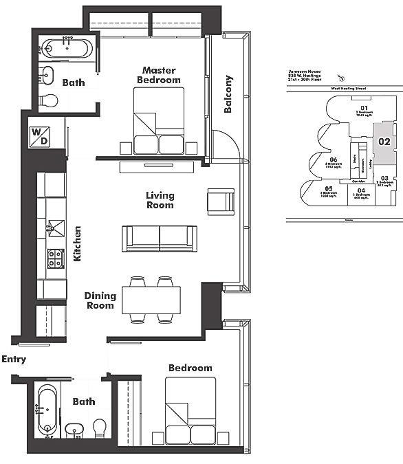 2602 838 Hastings Street, Vancouver, BC Floor Plan